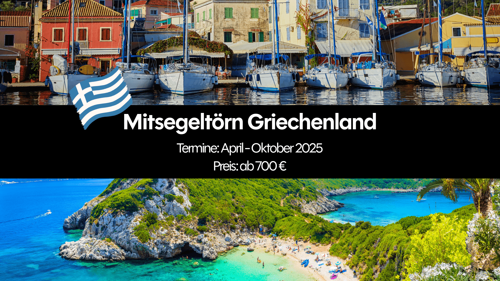 Segelboot auf Törn rund um Korfu und Paxos – Mitsegeln Korfu mit Inselerlebnis und kristallklarem Wasser