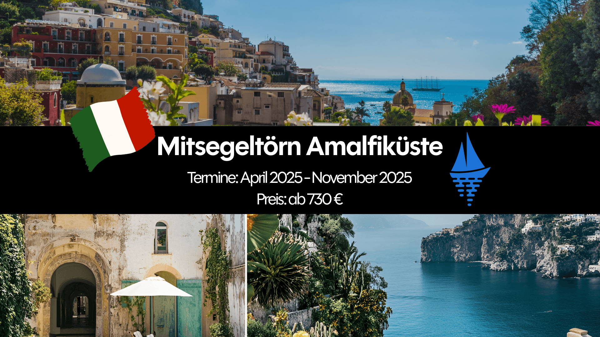 Malerische Architektur an der Amalfiküste – Mitsegeln Amalfiküste und das Dolce Vita erleben