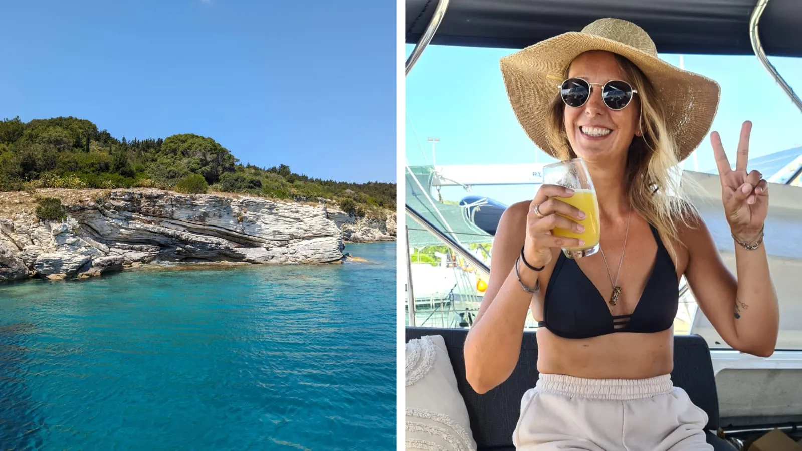 Segeln Ionisches Meer. Die Bucht von Antipaxos, der Ort wo ich die Mönchsrobbe beobachtet habe. Diese Naturwunder können mir nur ein Lächeln ins Gesicht zaubern. 