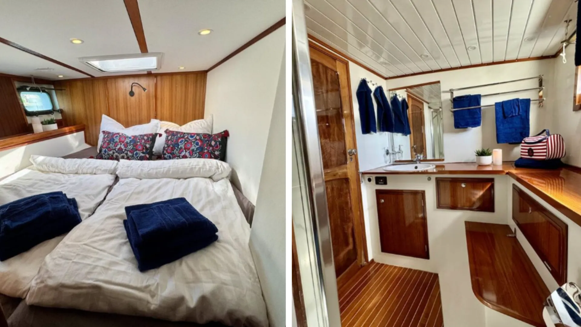 Komfortkabine und Badezimmer an Bord der Segelyacht Maia von Orca Segelreisen – Ihr gemütliches Zuhause beim Segeln in den Lofoten.