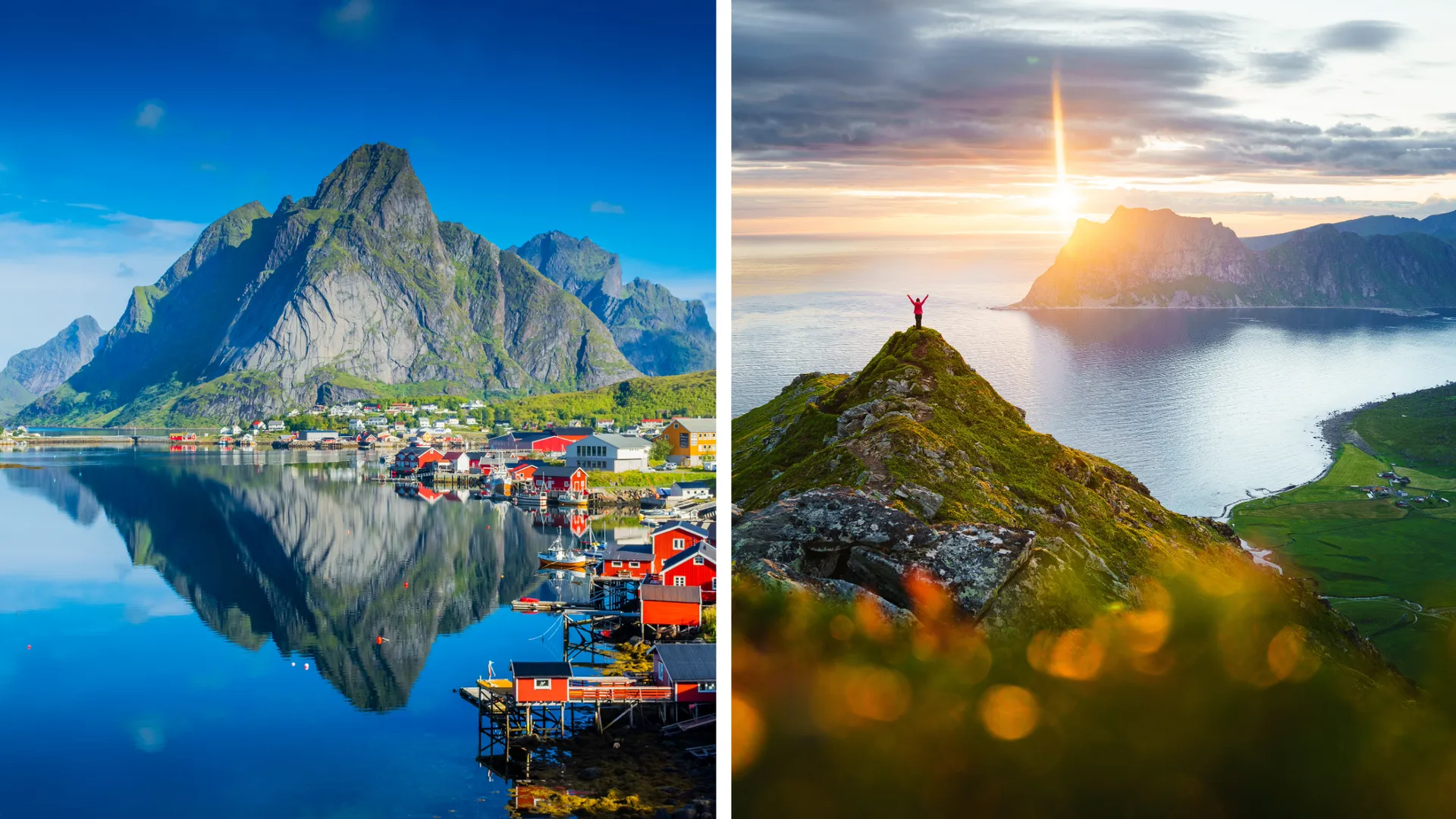 Die Mitternachtssonne taucht die Lofoten in Norwegen in ein magisches Licht – ein einzigartiges Naturschauspiel über dem Polarmeer.