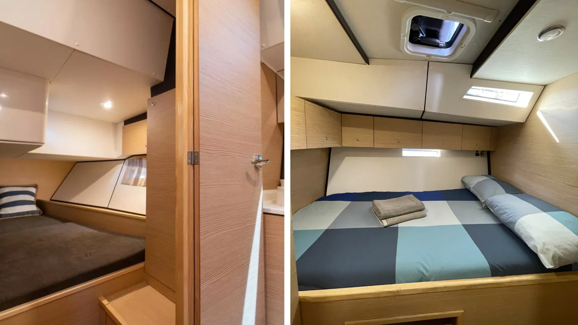 Komfortable Doppelkabinen auf der Segelyacht Sauvignon Blanc – ideal für Privatsphäre und Erholung während Ihrer Segelreise in Kroatien.