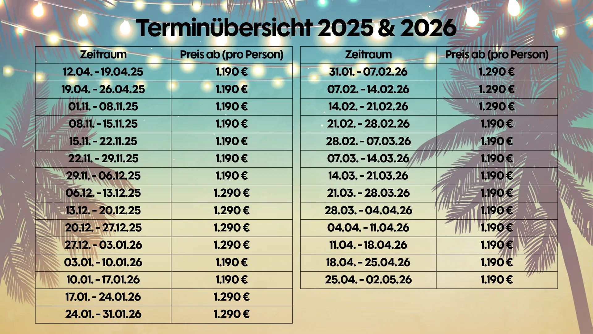 Terminübersicht Segelsaison 2025 & 2026 - Mitsegeln Thailand - Segeln Andamanensee