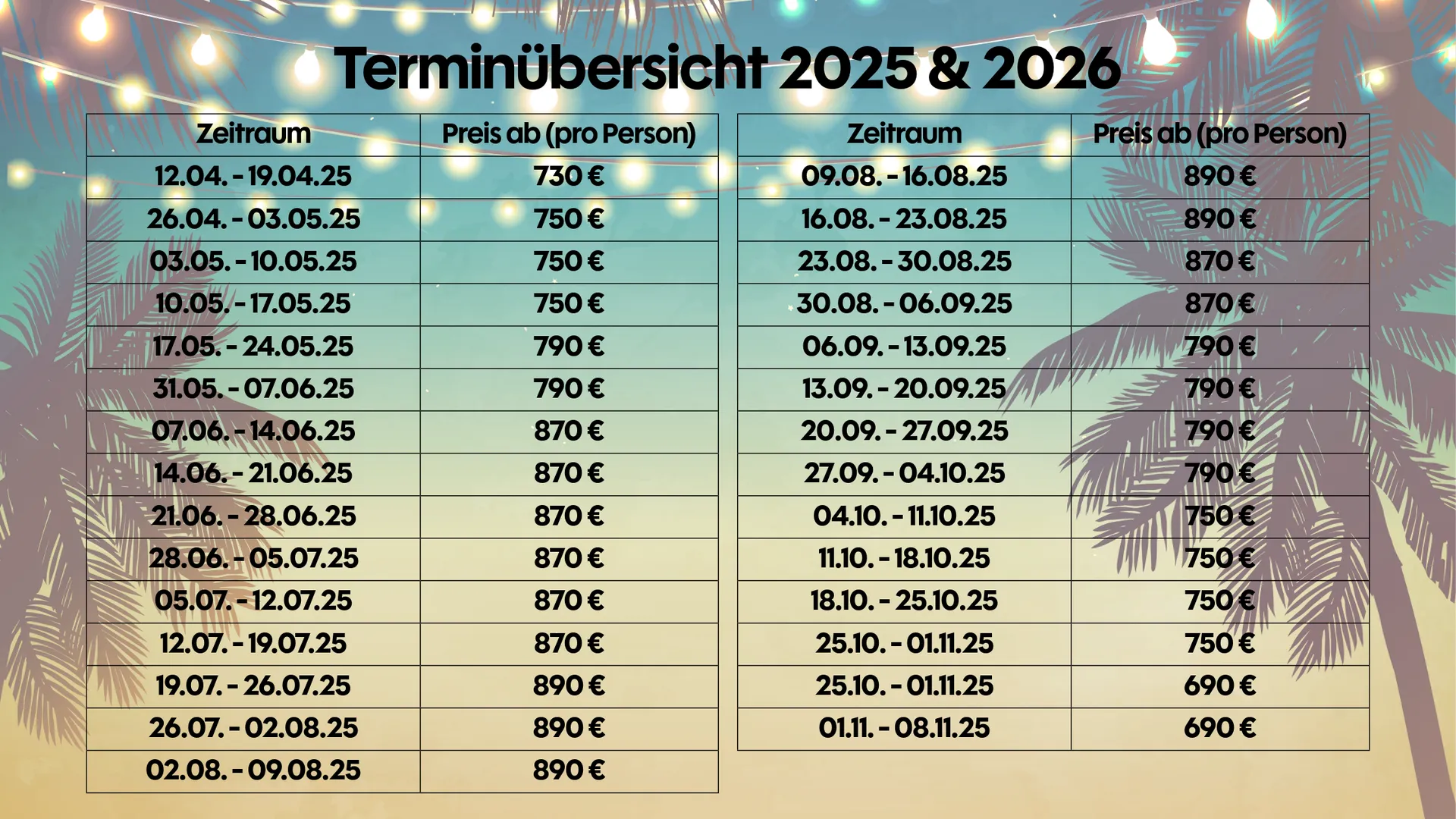 Terminübersicht Segelsaison 2025